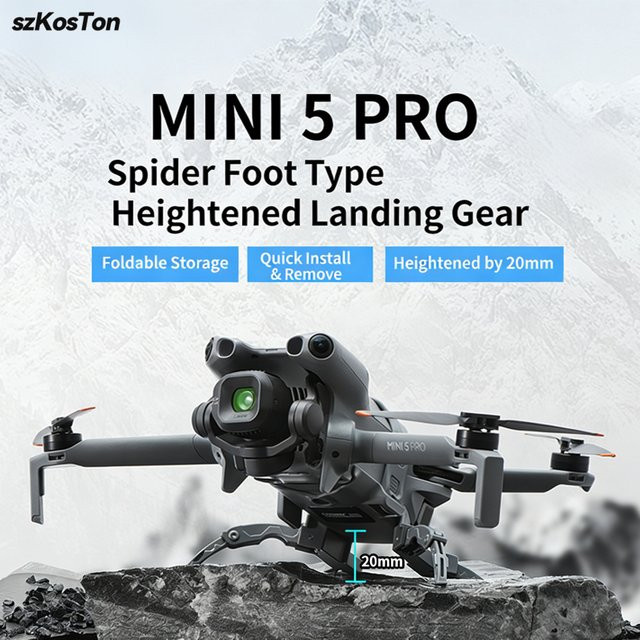 DJI Mini 5 Pro Faltbares Fahrwerk in Grau mit höhenverlängertem Beinschutz und Schnellverschluss - Bild 1