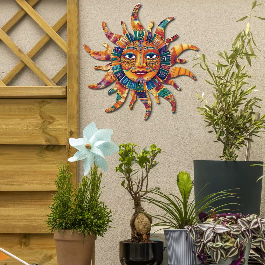 Putuo Decor Metall-Blechschild mit abstraktem Mond-Design in Multicolour für Garten und Wanddekoration im Boho-Stil - Bild 2
