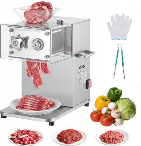 VEVOR Fleischschneidemaschine 850 W in Silber, elektrischer Fleischschneider mit 5 mm Schnittstärke für Fleisch ohne Knochen und weiches Gemüse, ideal für Küche, Restaurant und Supermarkt - Bild 1