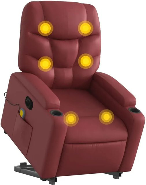 vidaXL Massagesessel Modell 5 mit elektrischer Aufstehhilfe in Weinrot aus Kunstleder - Bild 1
