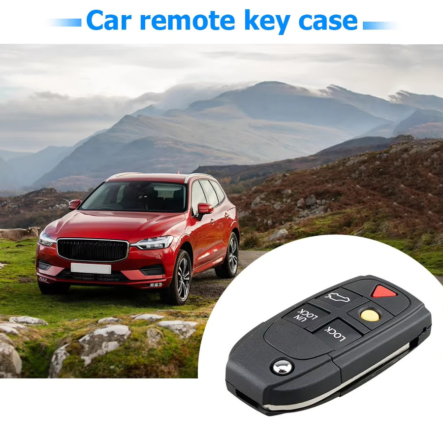 VAKIND Schlüsselhülle für Volvo S60 S80 V70 XC70 XC90, 5 Tasten Flip Folding Key Fob Case Protector, Schwarz - Bild 5