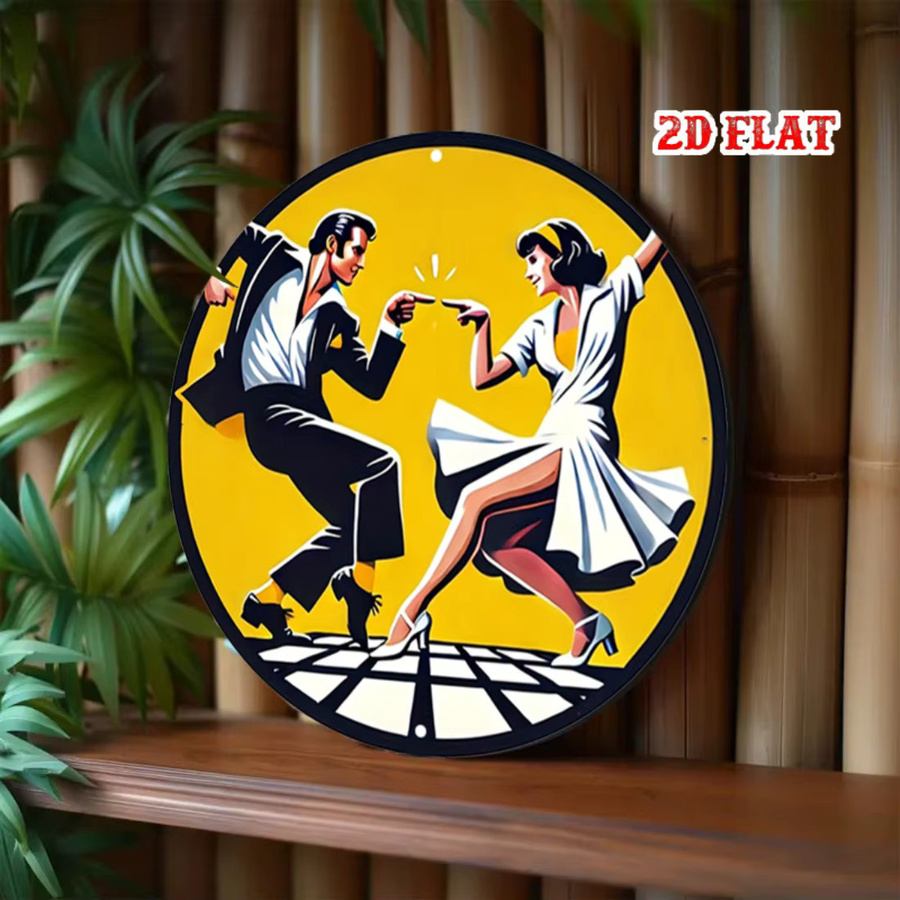 CIFBUY Retro Dance Metallblechschild Rund, Vintage Aluminium Wandkunst in Multicolour für Café, Garage und Home Decor, Durchmesser: 20 cm - Bild 5