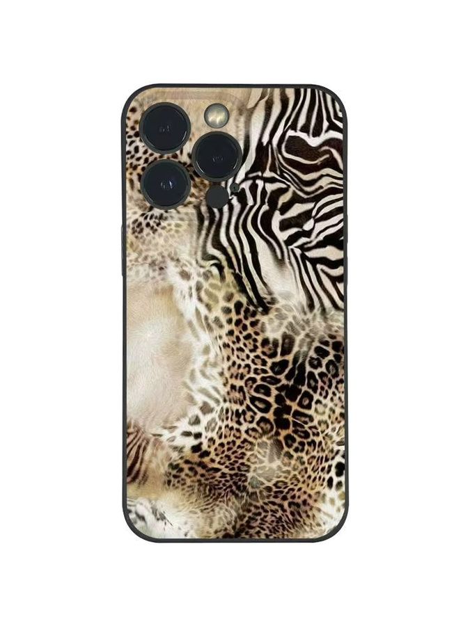 Leopard Print Handyhülle für iPhone 11 bis 17 Pro Max Plus Mini in Schwarz Matt Soft Shell - Bild 6