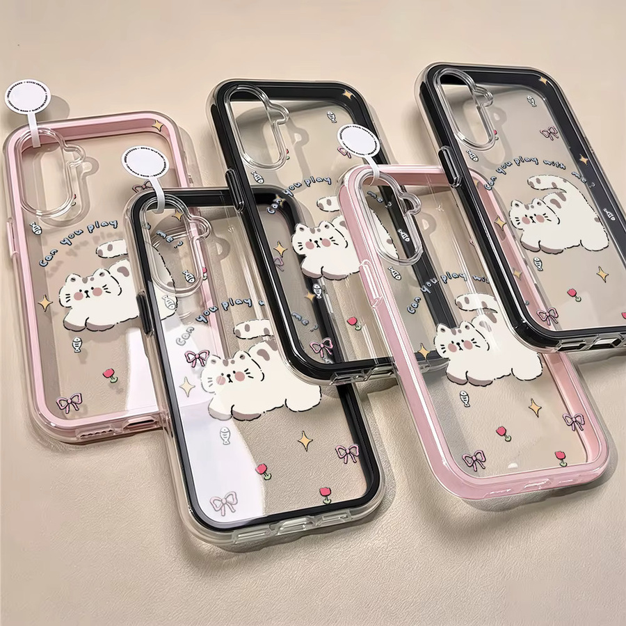 Transparente 2-in-1 Schutzhülle für Samsung Galaxy Modelle in Pink und Transparent - Bild 2