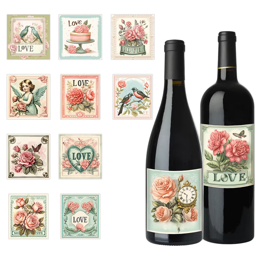 12 Stück elegante Aufkleber mit Liebeswörtern in Multicolour für Valentinstag, Hochzeitseinladungen und romantische Geschenkverpackungen - Bild 2