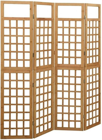 vidaXL Spalier Paravent aus Massivholz Tanne, 4-teilig, braun, B: 161 cm, H: 180 cm