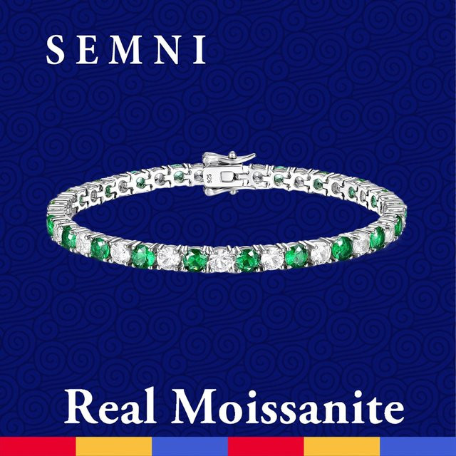SEMNI Tennis Armband, 925 Silber, Diamant, Smaragd, Rubin, Unisex - Bild 1