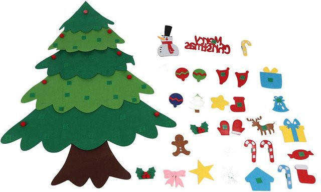 DIY Filz-Weihnachtsbaum in Blau mit Ornamenten und Lichterkette von TOMTOP JMS - Bild 1