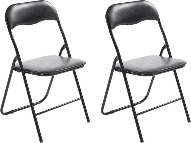 DELUKE PARIS 2er Set Klappstühle aus Kunststoff in Schwarz, B/T/H: 45 x 45 x 78 cm - Bild 1