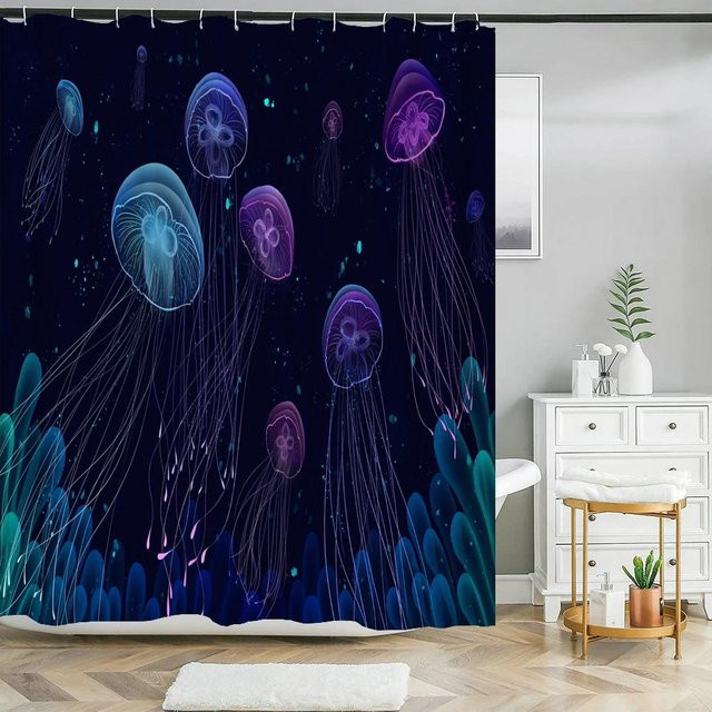 Baifenbai Home Furnishing Wasserdichter Duschvorhang mit Oktopus-Motiv in Multicolour, B/H: 180 x 180 cm - Bild 1