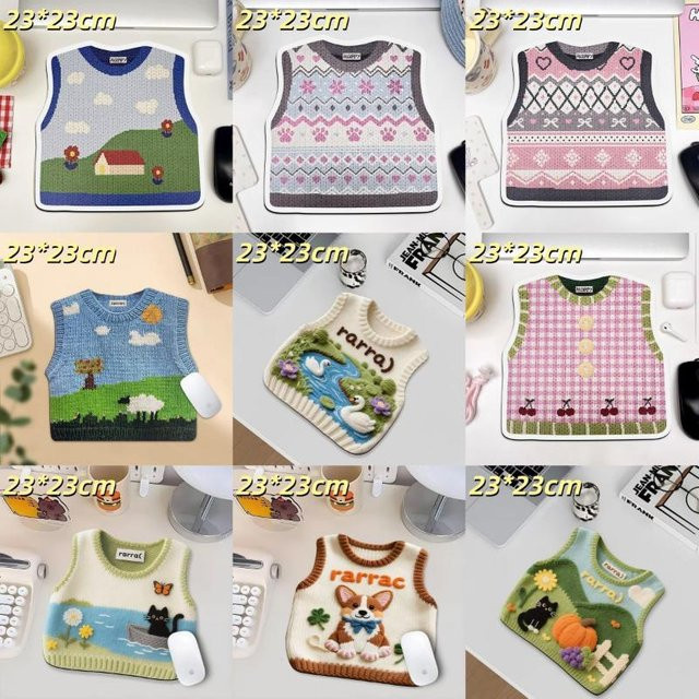 Sommer4 Schreibtisch-Mauspad im Pullover-Design mit gestrickter Optik, Multicolor - Bild 1