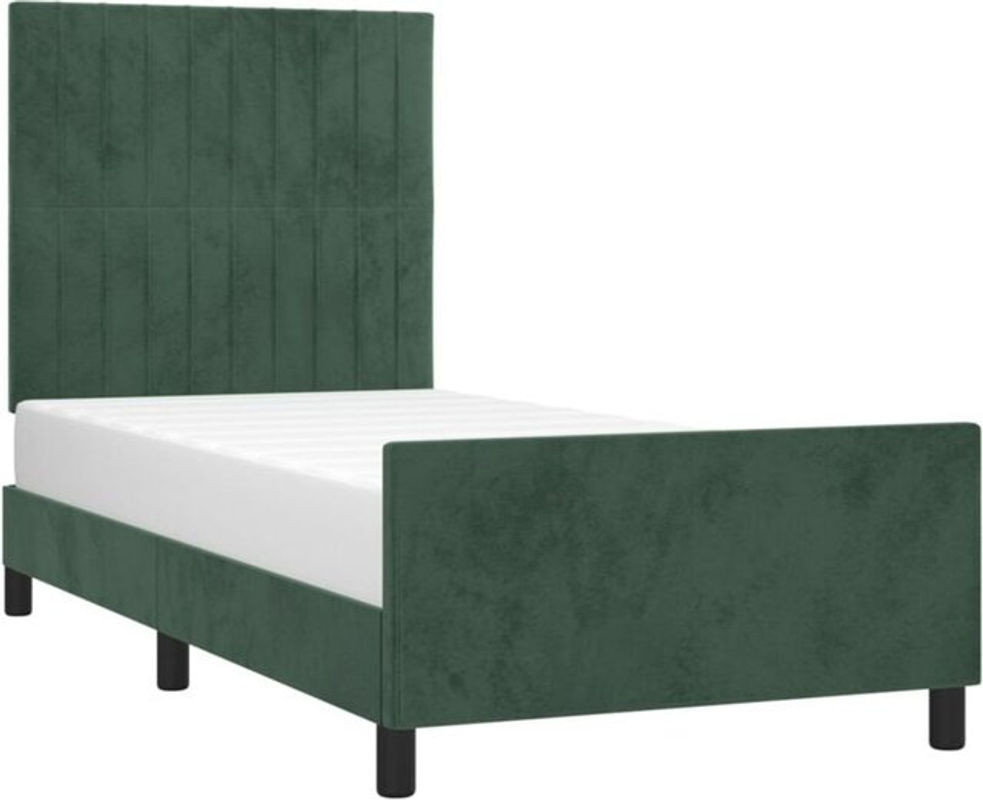 Vidaxl Polsterbett aus Samt und Massivholz in Grün, B/T/H: 90 x 200 x 128 cm - Bild 1