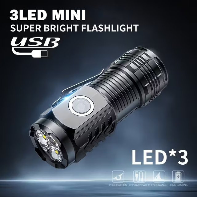NEWBIRTH Mini LED Taschenlampe mit Stiftclip, wiederaufladbare Outdoor-Taschenlampe in Schwarz - Bild 1