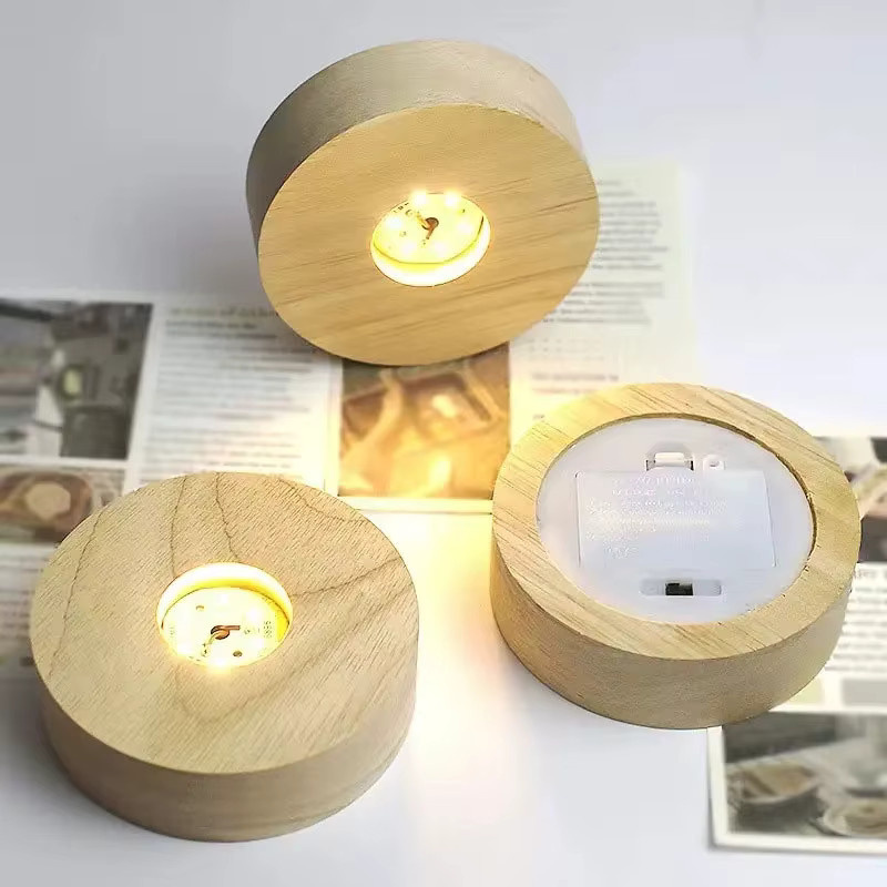 TLEDMP LED-Nachtlicht mit Holzsockel und transparentem Kunstharz-Dekor, warmweißes Licht, Höhe: 8 cm - Bild 5