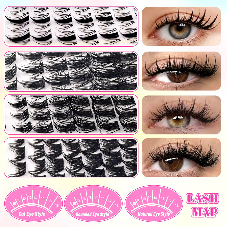 EIMNY Manga Lash Clusters Kit, M1730 mit Tool, Unisex, natürlich - Bild 2