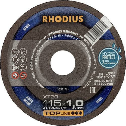 Rhodius TOPline XT20 Extradünne Trennscheibe für Metall, Blau, Durchmesser: 115 mm - Bild 1