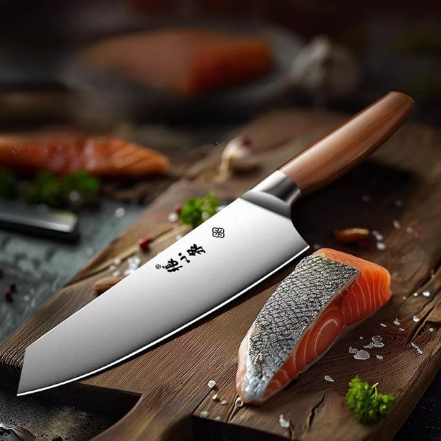 PLYS Japanisches Mehrzweckmesser aus Edelstahl in Silber mit Holzgriff - Bild 1