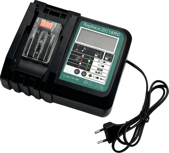 GiFi Power Schnellladegerät DC18RC Ersatz für Makita 14,4 V – 18 V Li-Ionen-Akkus BL1860 und BL1850 mit LED-Anzeige in Schwarz - Bild 1