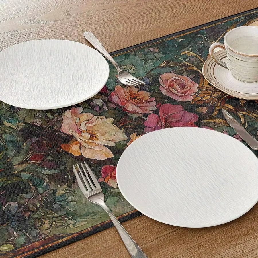 VIKAMA Tischflagge mit französischem Blumen-Aquarell-Design zur Tischdekoration - Bild 2