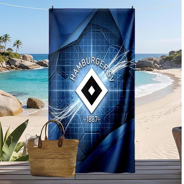 WildHue B Hamburger SV Fußball Strandtuch, blaues schnelltrocknendes Mikrofaser Handtuch für Strand und Camping, B/T: 70 x 140 cm - Bild 1