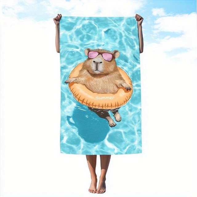 Strandtuch mit Meerschweinchen-Motiv von JMG Household Supplies, Blau, B: 80 cm, T: 130 cm - Bild 1