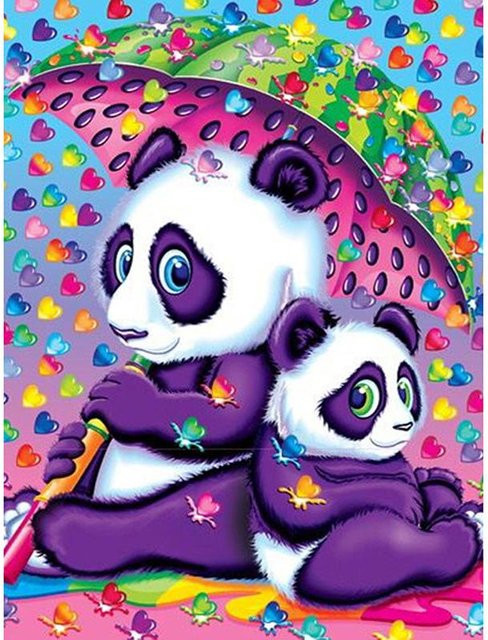 FIYO Diamant-Stickerei Set Pandas verstecken, blau und mehrfarbig, B/H: 30 x 20 cm - Bild 1