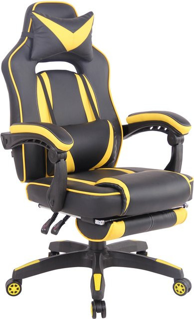 TPFLiving Gaming Bürostuhl Hero in Schwarz/Gelb aus Kunstleder mit Kopfstütze und Fußring - Bild 1