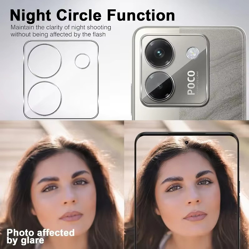 2er-Set gehärtetes Glas mit Kamera-Objektivschutz für Xiaomi Poco M7 Pro M6 Plus M5 M4 M3 Pro F7 F6 F5 F4 Pro, transparent - Bild 3