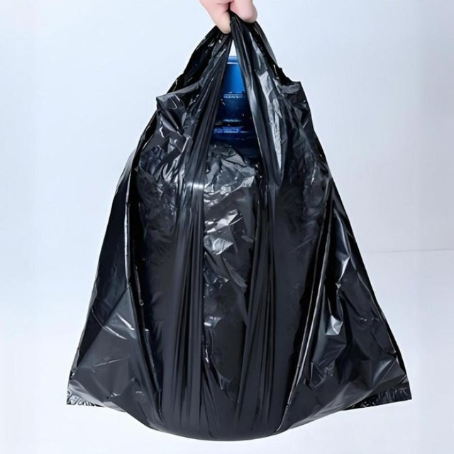 100 Stück robuste Müllsäcke mit Kordelzug in Schwarz für Küche, Büro und gewerbliche Nutzung - Bild 1