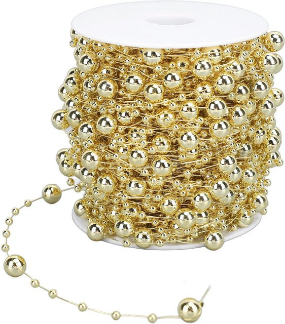 GoolRC Perlenkette in Gold als künstlicher Perlenstrangbesatz für Blumengirlanden und Hochzeitsstrauß - Bild 1