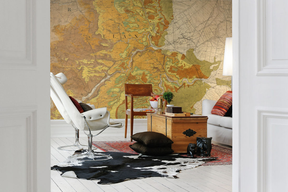 Rebel Walls Mural Trails and Tracks Wandtattoo im Vintage-Stil mit Kartenmotiv, Mehrfarbig, Breite: 50 cm, Höhe: 270 cm - Bild 3