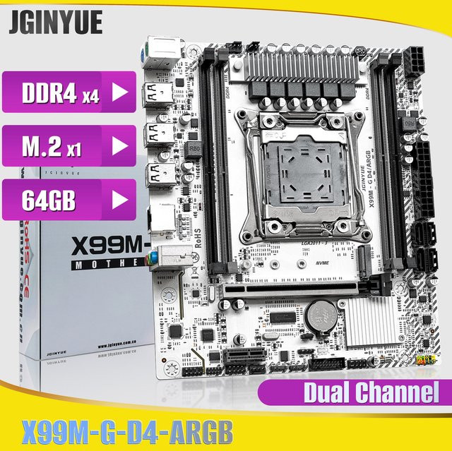 JINGYUE X99M-G D4 ARGB Micro ATX Motherboard LGA2011-3 DDR4 in Weiß für Intel Xeon E5 und i7 Gaming PC oder Workstation - Bild 1