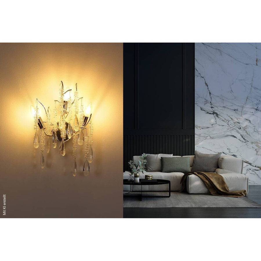 Globo Lighting Wandleuchte aus Glas und Metall in Silber und Transparent, E14, B/H/T: 12 x 47 x 0,5 cm - Bild 2