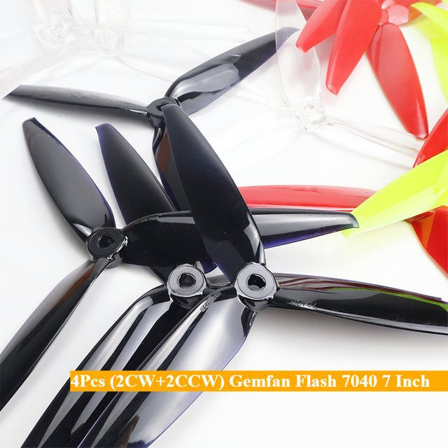 Gemfan Flash 7040 7 Zoll 3-Blatt FPV Propeller Set für Langstrecken-Drohnen, 4 Stück (2CW+2CCW), transparent - Bild 1