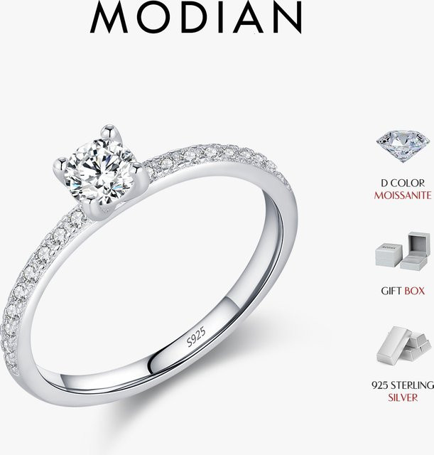 MODIAN D Ring, 925 Silber, Moissanit, Damen - Bild 1