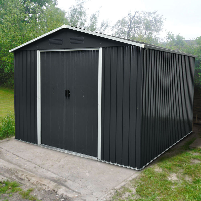 Pergart Gerätehaus Dresden II aus Metall in Grau mit Schiebetüren und Giebeldach, B/T/H: 301 x 238 x 214 cm - Bild 3