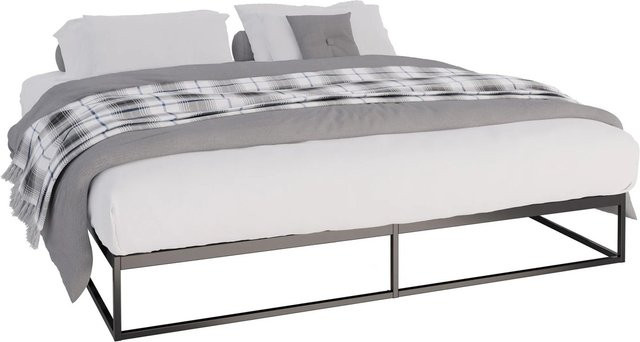 DELUKE Metallbett SUKAR Doppelbett aus Stahl in Schwarz Matt, B/T/H: 185,5 x 205,5 x 46,5 cm für Matratzen 180 x 200 cm - Bild 1