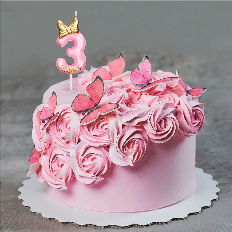 Rosa Figurenkerze aus Wachs als dekorativer Kuchen Topper für Kindergeburtstage - Bild 3