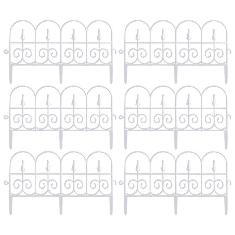 Aimo 6er-Pack Dekorativer Gartenzauneinsatz aus weißem PVC für Rasen und Blumenbeete - Bild 5