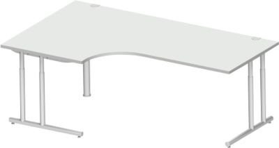 Schäfer Shop Select Winkelschreibtisch COMBITEC mit C-Fuß, 90° Winkel links, lichtgrau/weißalu, B: 200 cm, T: 120/80 cm, H: 67,7-81,7 cm - Bild 1