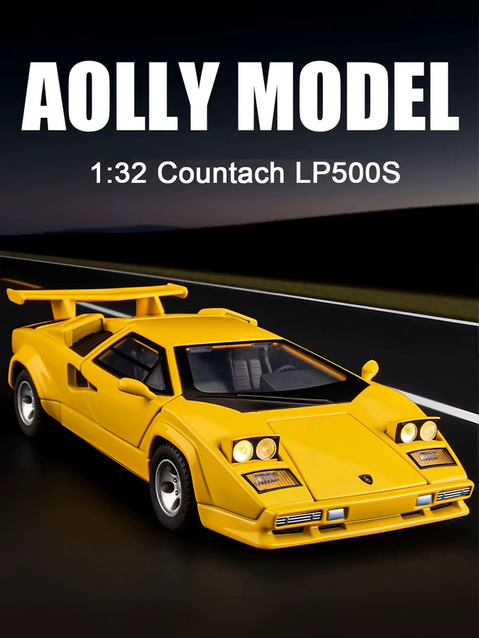 MAKEDA Countach LP500S V12 Sportwagenmodell, Maßstab 1:32, mit Licht und Sound - Bild 3