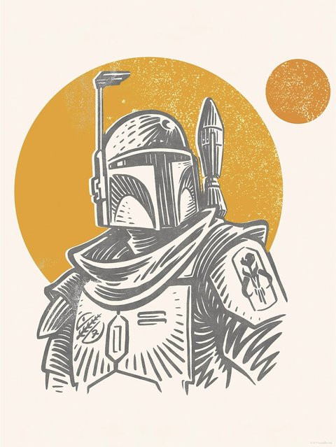 Komar Wandbild Star Wars Boba Fett Illustration, Beige, B: 30 cm, H: 40 cm - Bild 1