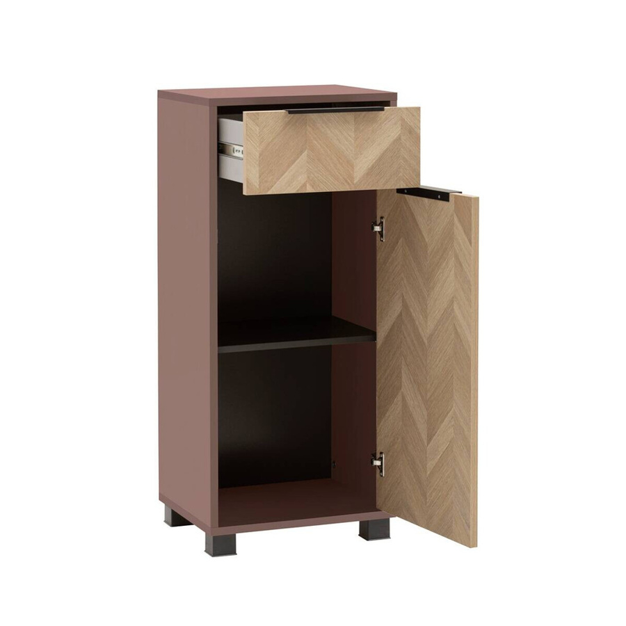 Schildmeyer Highboard Piazza in Mauve mit Fischgräten-Dekor, B/H/T: 40,3 x 90,9 x 33,0 cm - Bild 3