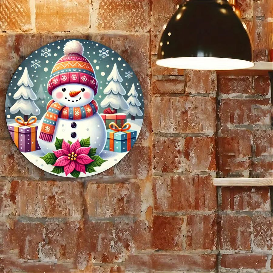 Potdemiel Runde 2D Wandkunst aus Metall Schneemann Weihnachtsdekoration Multicolor Durchmesser: 20 cm - Bild 5