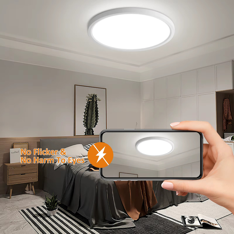 Oeegoo LED-Deckenleuchte rund in Weiß, 24W, Durchmesser: 30 cm, verstellbare Farbtemperatur, ideal für Wohnzimmer, Schlafzimmer und Küche - Bild 3
