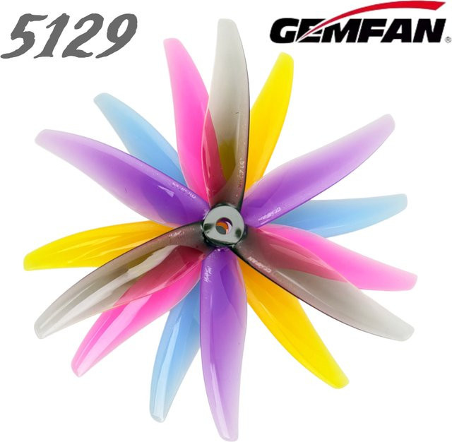 2 Paar Gemfan Yuki 5129 Propeller 5 Zoll 3-Blatt PC-Propeller CW CCW in Purple Multicolour für RC FPV Racing Freestyle Drohnen und bürstenlose Motoren 2306 2207 - Bild 1