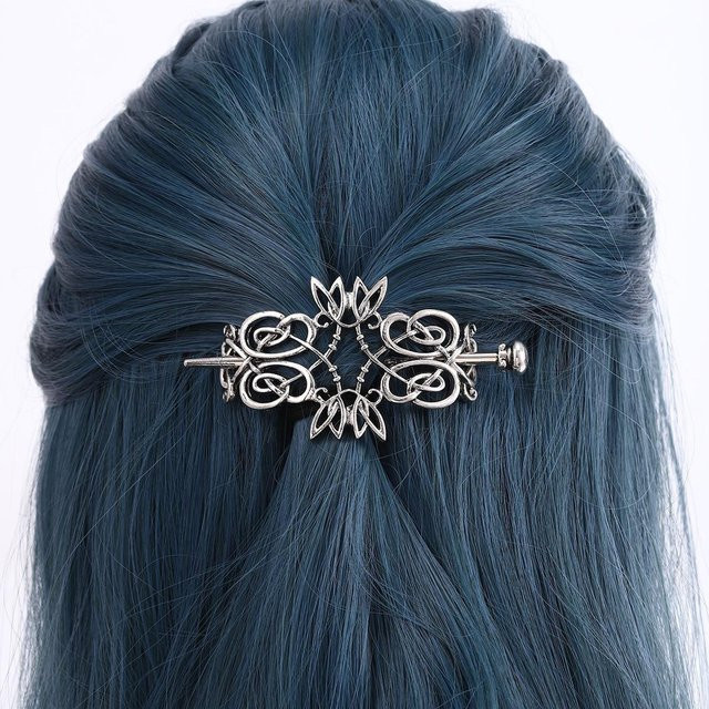 Haarspange Silber, Keltisches Knotenmuster, Florales Design, Damen - Bild 1