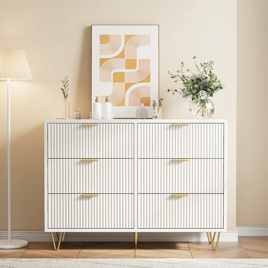 FANGANGE Wellenförmige Kommode in Weiß, Modernes Sideboard mit Schubladen für Wohnzimmer, Schlafzimmer und Flur - Bild 2