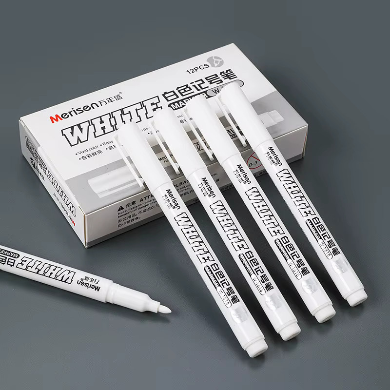 Weiße permanente Farbmarkerstifte mit feiner Spitze, wasserfeste und schnell trocknende Marker für Kunststoff, Metall, Glas, Holz und Keramik - Bild 2