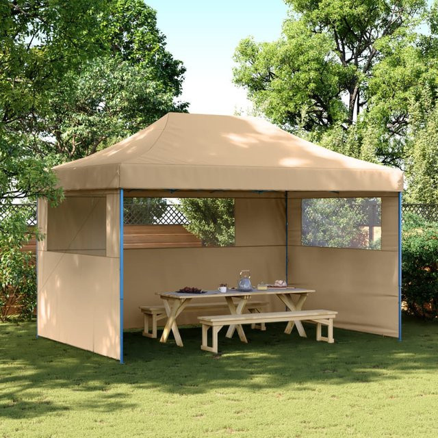 vidaXL Pop-Up Partyzelt mit 3 Seitenwänden und Fenstern, Beige - Bild 2
